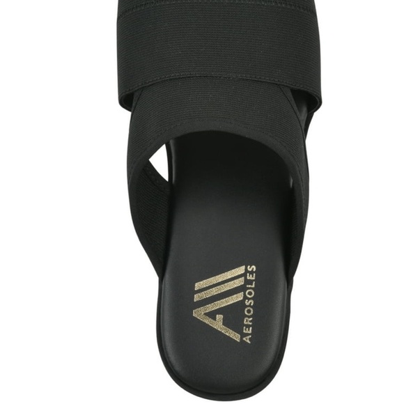 AEROSOLES Black Wedge Slides - Picture 3 of 3